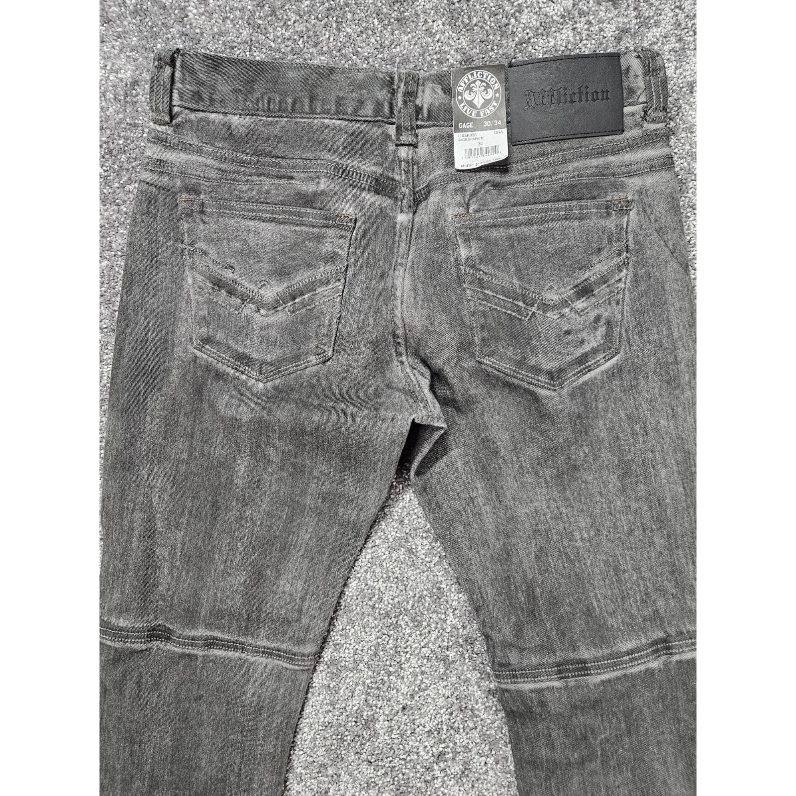 Nwt Affliction Gage Gray Faded Distressed Stretch Denim Jean Mens 30x32 Grunge — image 5 of 8